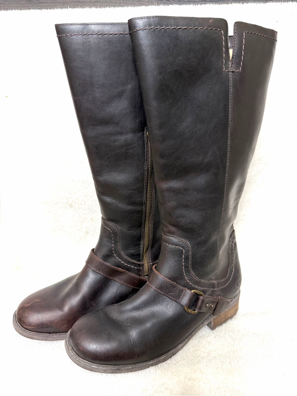 UGG Dahlen tall women's leather equestrian riding boots leather brown size 10
